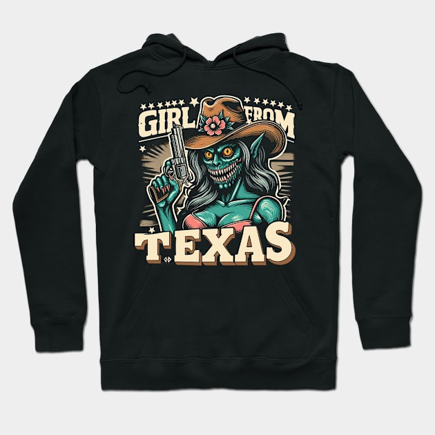 Texas Girl Funny Monster lady Hoodie by ravensart